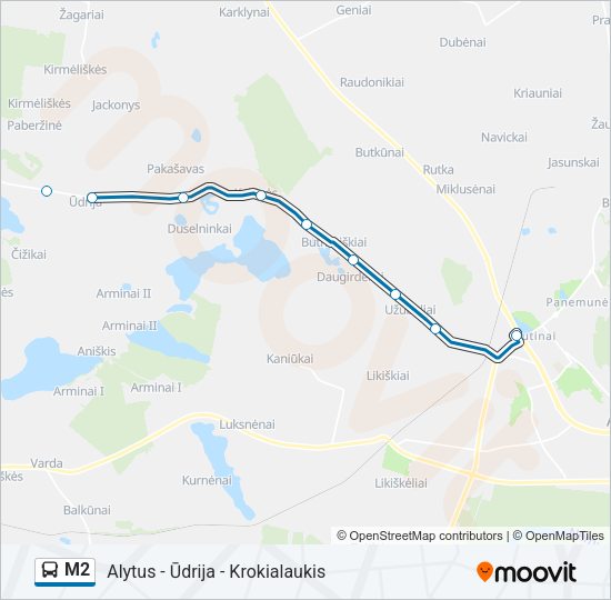 Автобус M2: карта маршрута