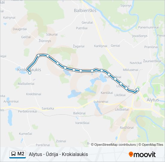 Автобус M2: карта маршрута