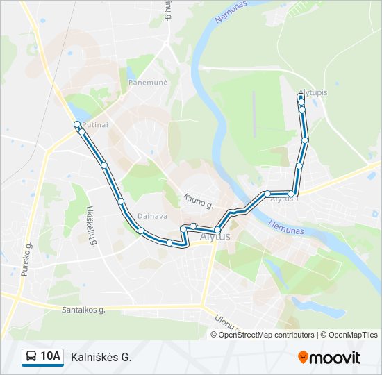 Автобус 10A: карта маршрута