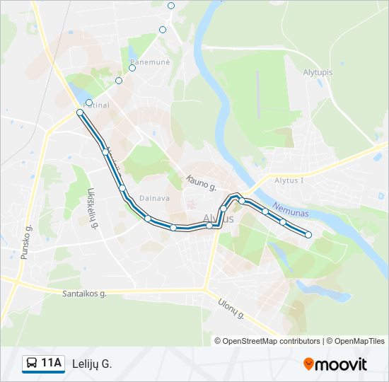 Автобус 11A: карта маршрута