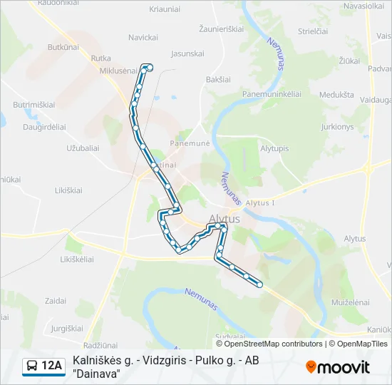 12A Bus Line Map