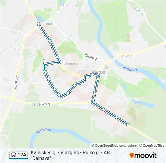 12A Bus Line Map