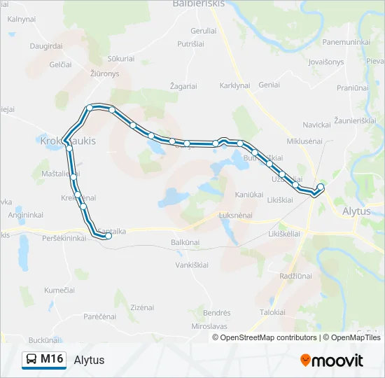 M16 Bus Line Map