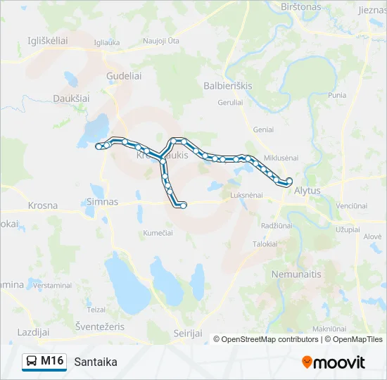 M16 Bus Line Map