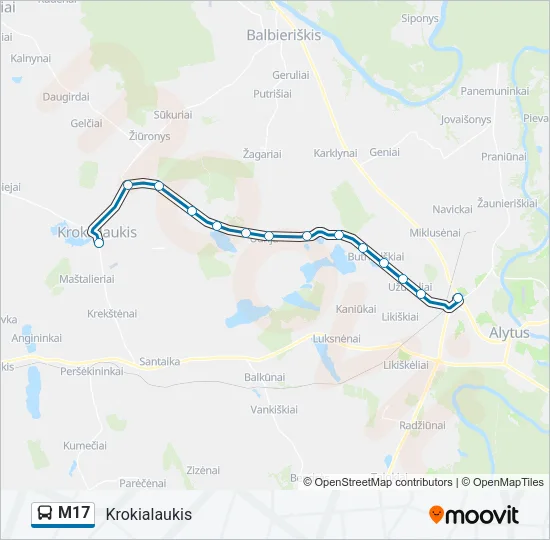 Автобус M17: карта маршрута