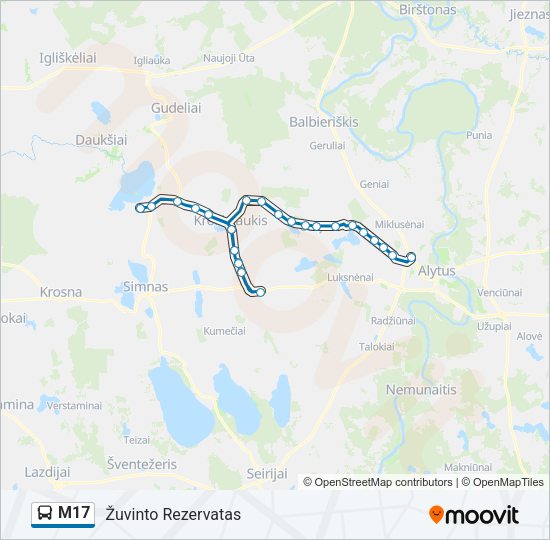 Автобус M17: карта маршрута
