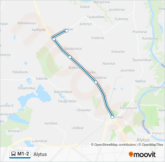 Автобус M1-2: карта маршрута
