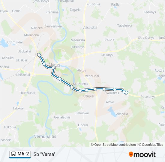 Автобус M6-2: карта маршрута