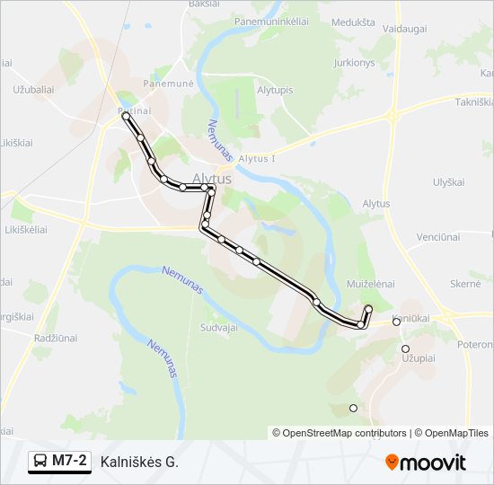 Автобус M7-2: карта маршрута