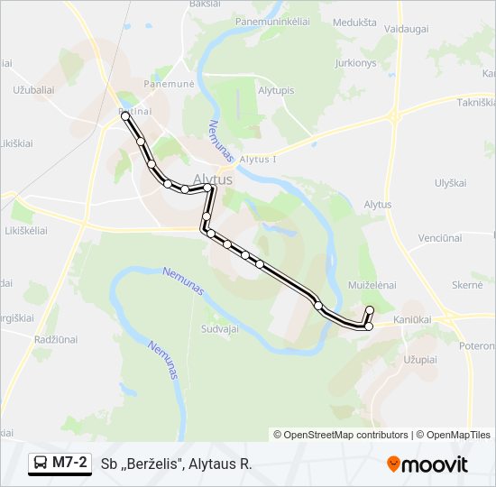 Автобус M7-2: карта маршрута