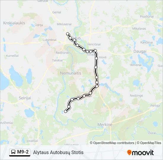 Автобус M9-2: карта маршрута