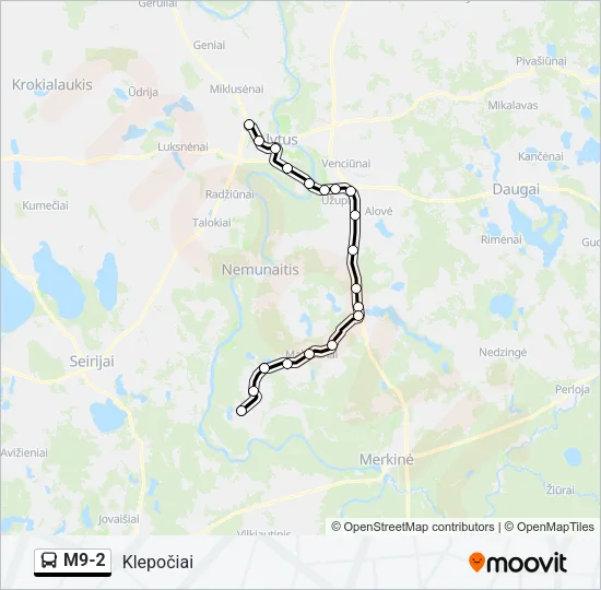Автобус M9-2: карта маршрута