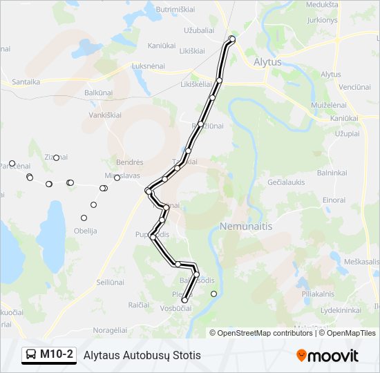 Автобус M10-2: карта маршрута