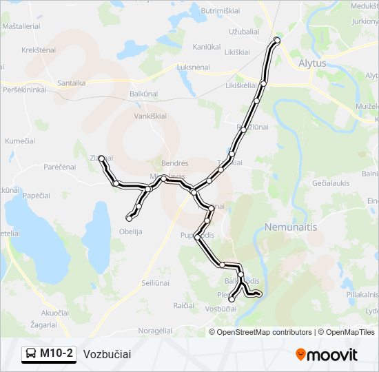 Автобус M10-2: карта маршрута