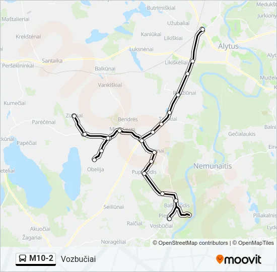 Автобус M10-2: карта маршрута