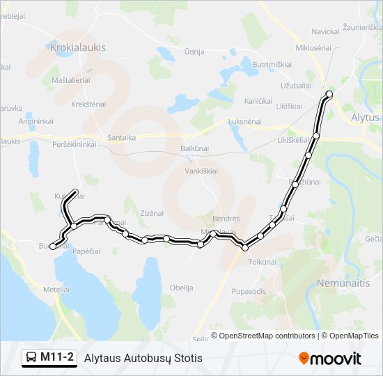 Автобус M11-2: карта маршрута