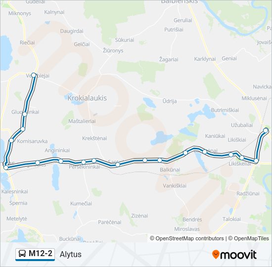 Автобус M12-2: карта маршрута