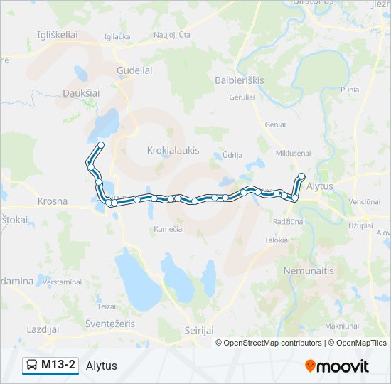 Автобус M13-2: карта маршрута