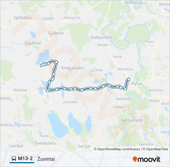 Автобус M13-2: карта маршрута