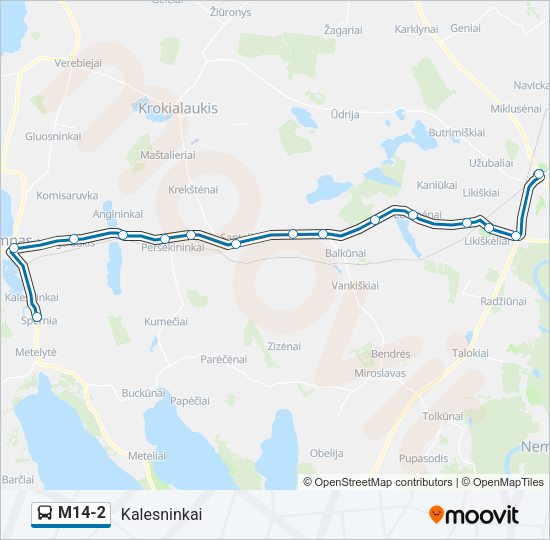 Автобус M14-2: карта маршрута