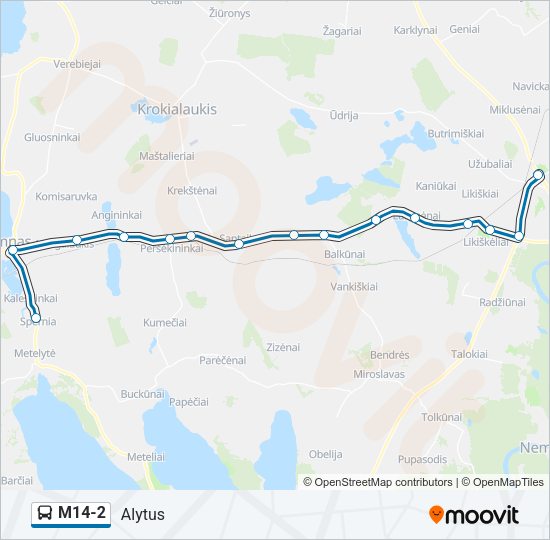 Автобус M14-2: карта маршрута