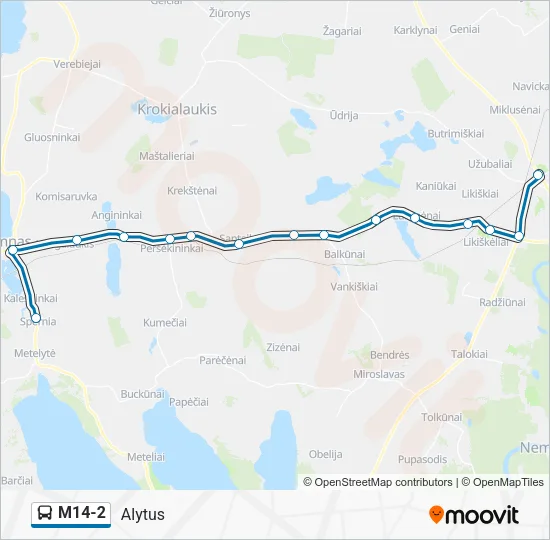 Автобус M14-2: карта маршрута