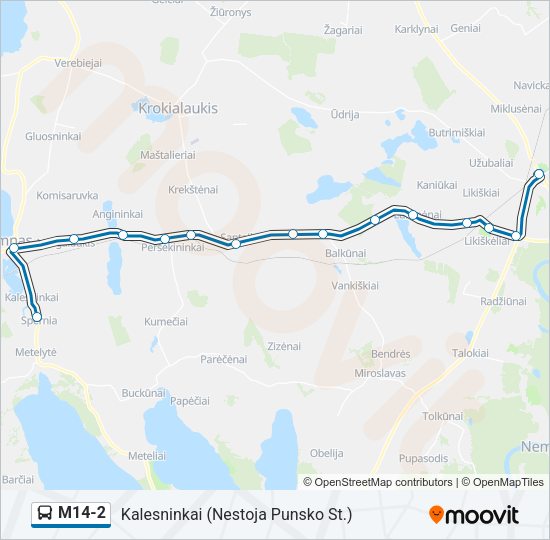 Автобус M14-2: карта маршрута