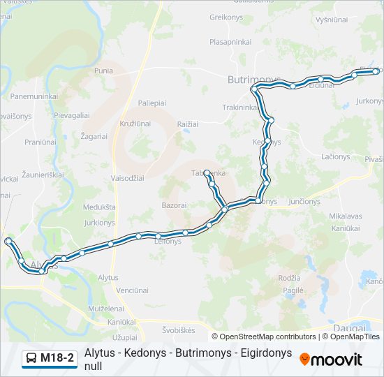Автобус M18-2: карта маршрута