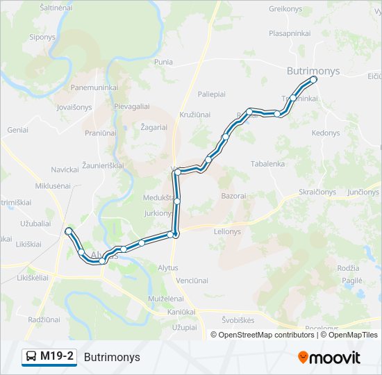 Автобус M19-2: карта маршрута