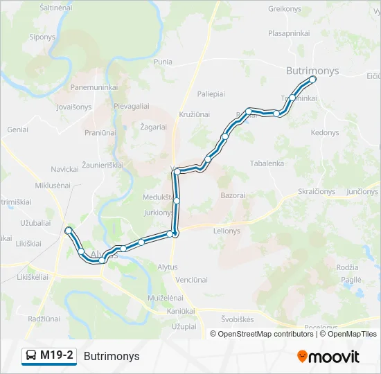 Автобус M19-2: карта маршрута