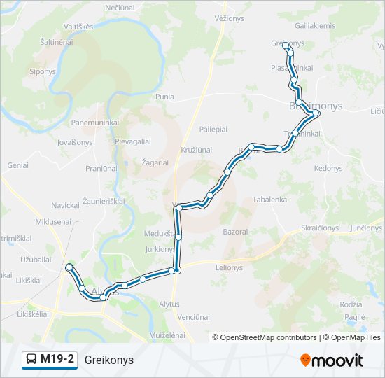Автобус M19-2: карта маршрута