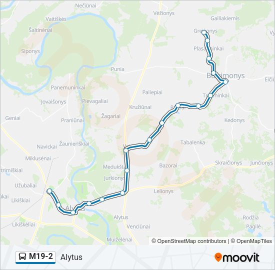 Автобус M19-2: карта маршрута