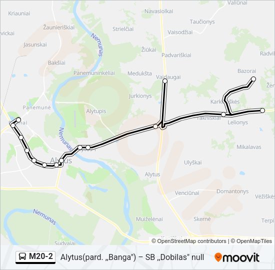 Автобус M20-2: карта маршрута