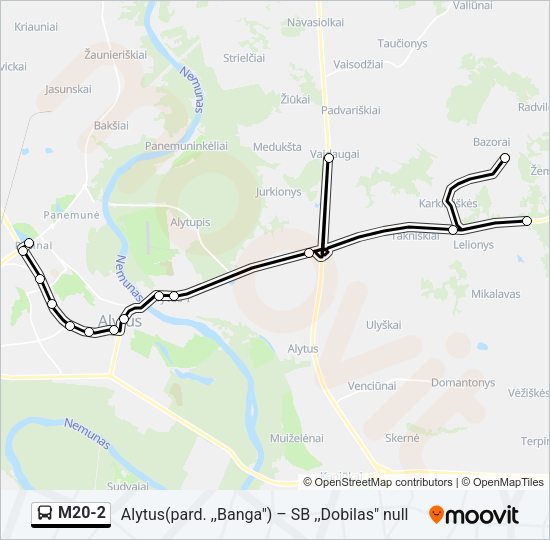 Автобус M20-2: карта маршрута