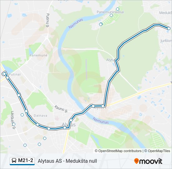 Автобус M21-2: карта маршрута