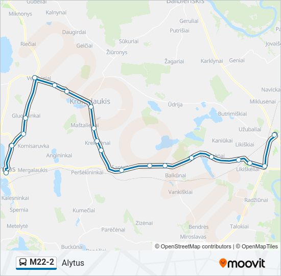 Автобус M22-2: карта маршрута