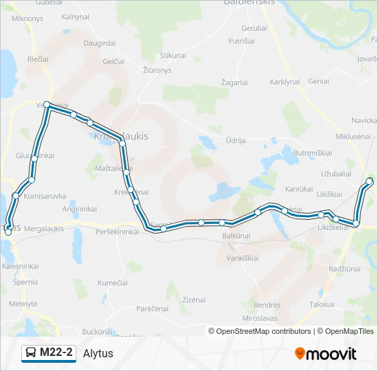 Автобус M22-2: карта маршрута