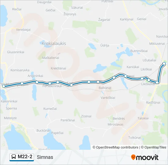 Автобус M22-2: карта маршрута