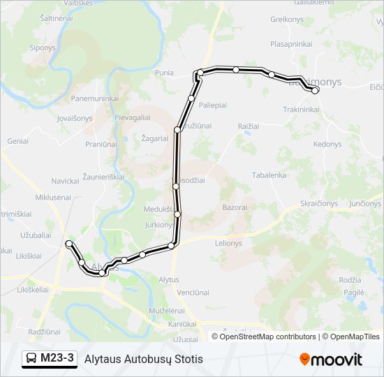 Автобус M23-3: карта маршрута