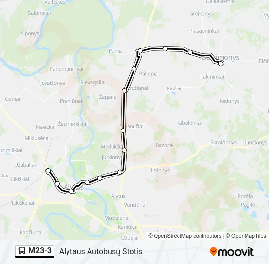 Автобус M23-3: карта маршрута