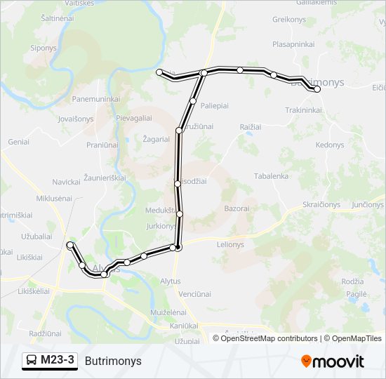 Автобус M23-3: карта маршрута