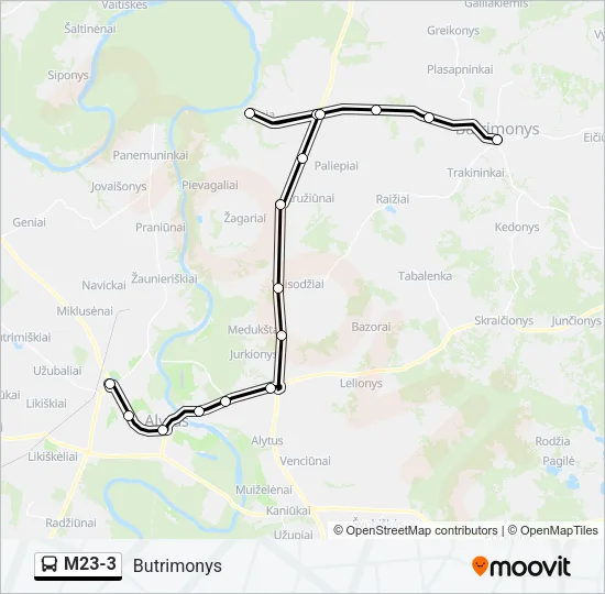 Автобус M23-3: карта маршрута