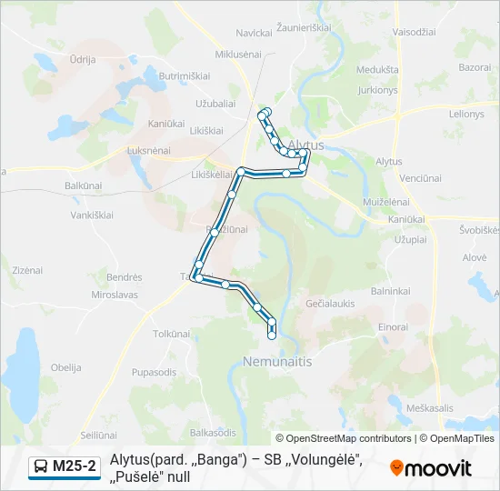 Автобус M25-2: карта маршрута