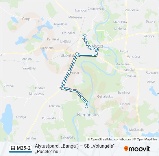 Автобус M25-2: карта маршрута