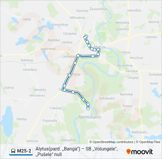 M25-2 Bus Line Map