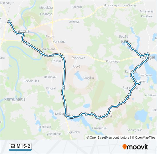 Автобус M15-2: карта маршрута