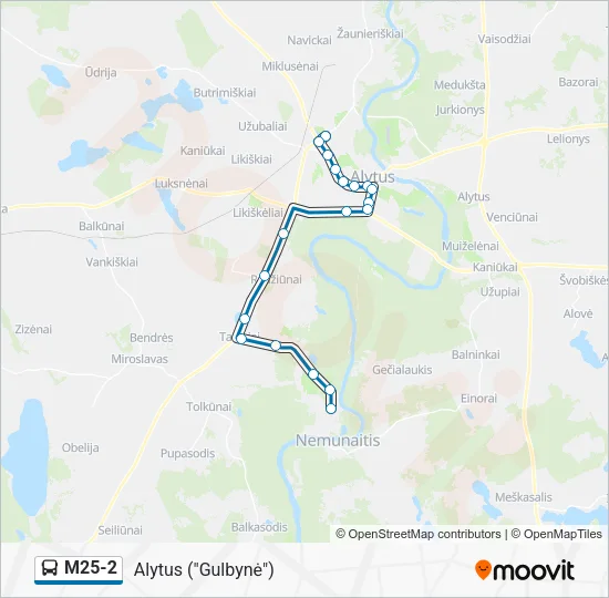 Автобус M25-2: карта маршрута