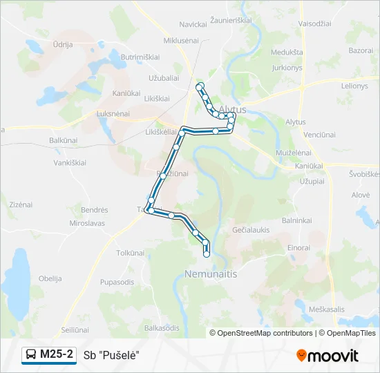 Автобус M25-2: карта маршрута