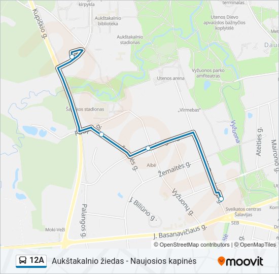 Автобус 12A: карта маршрута