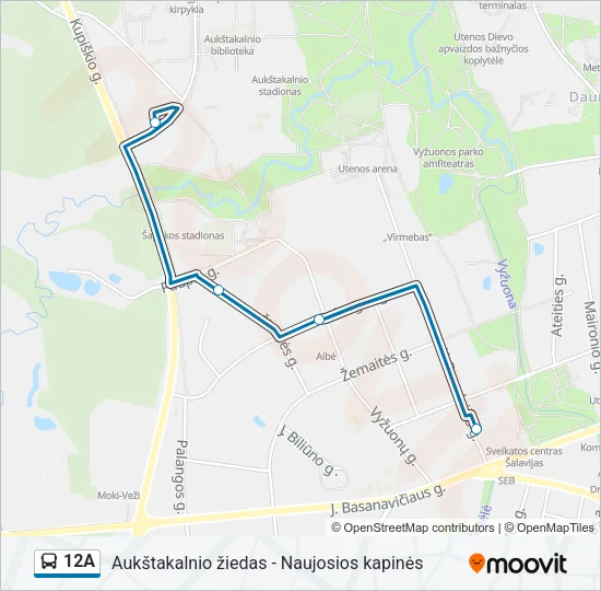 Автобус 12A: карта маршрута